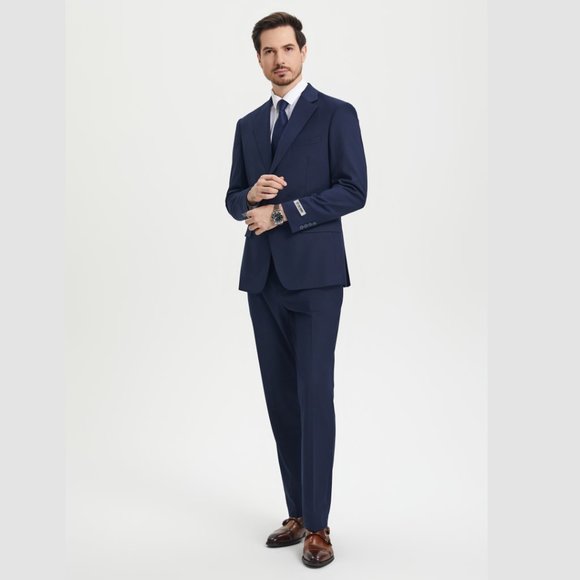 Stacy Adams Solid 3pc Men's Suit, Navy - Picture 4 of 6
